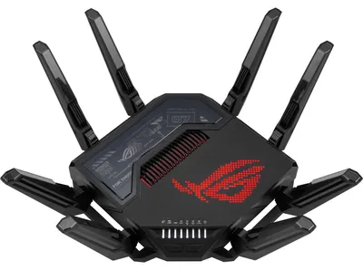 Produktbild von ASUS ROG Rapture GT-BE98, Wi-Fi 7 (802.11be), Quad-band (2.4 GHz / 5 GHz-1 / 5 GHz-2 / 6 GHz), Ethernet/LAN, Schwarz, Tabletop-Router