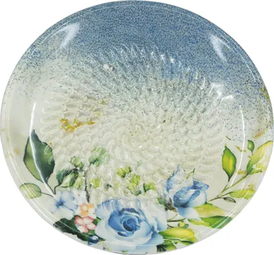 Produktbild von Kaladia Keramik Teller Blau mit blauer Blume - handbemalte Teller mit schönem Nachbildung - Reibeteller- spülmaschinenfest -  Spain