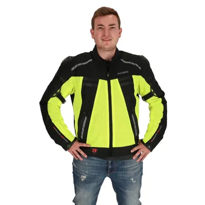 Produktbild von Motorrad Textiljacke Schwarz/Neon wasserdicht, winddicht, atmungsaktiv mit Protektoren XL