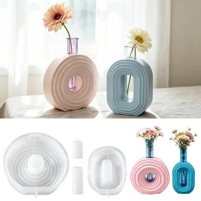 Produktbild von 2 Stück Silikon Gießformen Vase, Kerzen- und Blumenvase Formen, DIY Epoxidharz Form