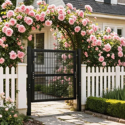 Produktbild von YZNAHRE Doppelstabmattenzaun Gartenzaun Tor Metall Gartentor Stabmattenzaun 106x175cm Zauntor Anthrazit Doppeltor inkl. Schloss Türklinke und Schlüsseln