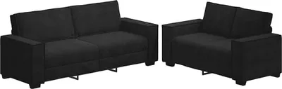 Produktbild von vidaXL 2-tlg. Sofagarnitur mit Kissen Schwarz Samt