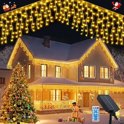 Solar-Lichterkette, 5 m, 256 LEDs, 8 Modi, Fernbedienung, IP65
