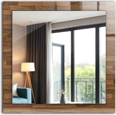 Produktbild von Dekorativer Wandspiegel - Bedruckter Spiegel - Motiv - 60x60 cm - Holzplatten