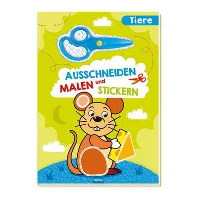 Image de Trötsch Bastelbuch mit Schere Ausschneiden, Malen und Stickern Tiere