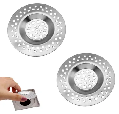 Image de Crépine de vidange en acier inoxydable, lot de 2, pour douche, baignoire et lavabo