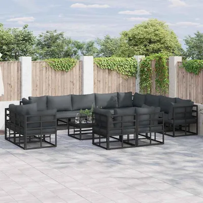 Produktbild von Maison Exclusive - Gartensofa-set mit Kissen 13 pcs Schwarz Aluminium
