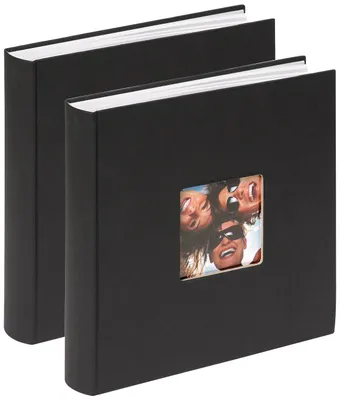 Produktbild von walther design Fotoalbum schwarz 30 x 30 cm mit Cover-Ausstanzung, Doppelpack, F