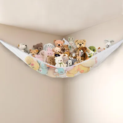 Image de Filet de rangement pour jouets, hamac à jouets, rangement pour peluches, pour chambre d'enfant (blanc)