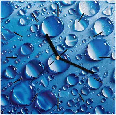 Produktbild von Wanduhr aus Glas mit Motiv Wassertropfen- 30 x 30 cm - inkl. Aufhängesystem
