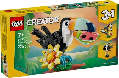 Produktbild von LEGO Creator Wilde Tiere: Tropischer Tukan - 3-in-1-Spiel - LEGO Tier verwandelt sich in Schmetterling Minifigur oder Fisch - Kreatives Spielzeug - Geschenk für Mädchen und Jungen ab 7 Jahren 31173