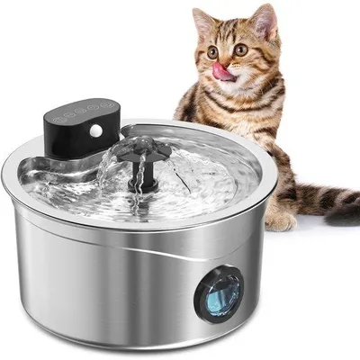Produktbild von Drahtlose Katzenwasserfontäne 2,6L Edelstahl