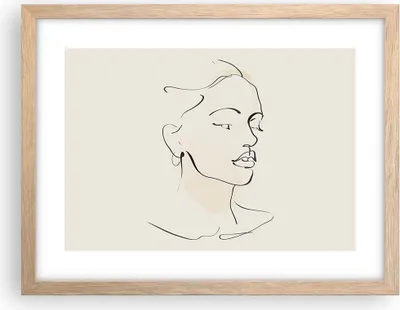 Produktbild von Gerahmtes Poster - Rahmen in heller Eiche - Frau Zeichnung Linie - 40x30 cm - Wand Bild - Wanddeko - Wandbilder - Kunstposter - Wandposter - Bilderrahmen - Bilder - Kunstdruck - P2NAA40x30-5046