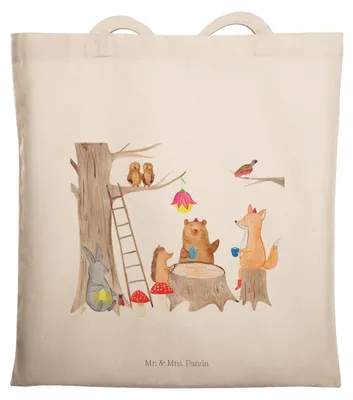 Produktbild von Mr. & Mrs. Panda Shopping Tasche Waldtiere Picknick - Transparent - Geschenk, Tote Bag, Igel, Schultasche, Lustige Sprüche, Hase, Maus, Jutebeutel, Wald, Laptoptasche