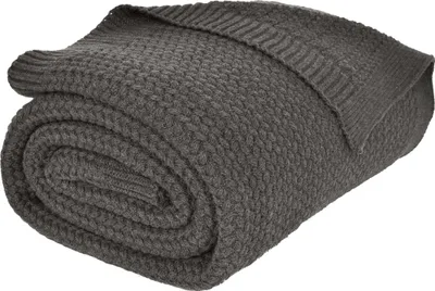 Produktbild von nielsen HOME Wohndecke Jaron fein gestrickt, 150x200 cm, Antik Grau, 100% Baumwolle, Fischgrat-Optik