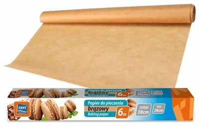 Produktbild von Braunes, silikonisiertes Backpapier, 6 m x 38 cm, im Karton