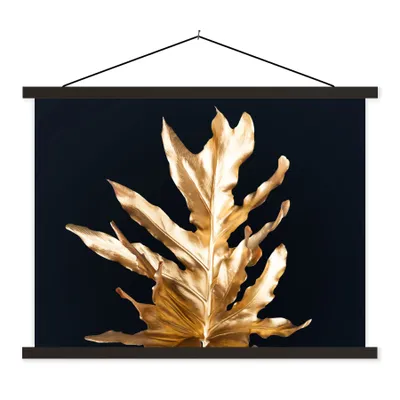 Produktbild von MuchoWow® Textilposter Blätter - Gold - Herbst - Natur - Luxus 150x113 cm mit schwarzem Rahmen - Wohnzimmer