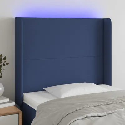 Produktbild von The Living Store LED Kopfteil Blau 83x16x118/128 cm Stoff
