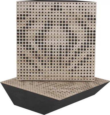 Two acoustic panels, one stacked on top of the other, with a patterned surface.