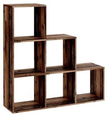 Produktbild von Treppenregal aus Antikholz, 107,2 x 107,8 cm, als Raumteiler mit 6 offenen Ablageflächen