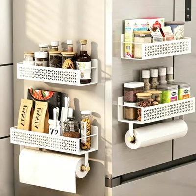 Magnetische Gewürzregale, 4 Stück, 2 Größen, Kühlschrank-Organizer