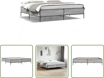 Produktbild von The Living Store Bettgestell Grau Sonoma 180x200 cm Holzwerkstoff und Metall