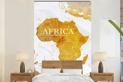 Produktbild von MuchoWow® Fototapete für Wohnzimmer oder Schlafzimmer Wandtapete Vinyl Motivtapete Weltkarte - Afrika - Gold - 160x240 cm - Vinyltapete