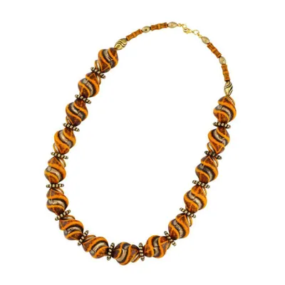 Produktbild von Kette 24x19mm Schraubenperle orange-altgold Kunststoff 51cm