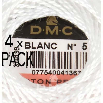 Immagine prodotto di 4x gomitoli di filato perlato DMC misura 5, 10 g, 116A/5-BLANC, PU