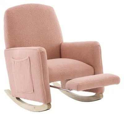 Immagine prodotto di Sedia a dondolo - Poltrona relax - Sedia a dondolo con poggiapiedi - Sedia a dondolo da interno, color rosa - Schienale alto