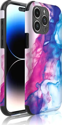 Produktbild von Smartphonica Handyhülle Geeignet für iPhone 14  Pro Max mit Bumper und Pink Blue Marble Druck - Backcover PhoneCase Rose  Blauer Marmordruck