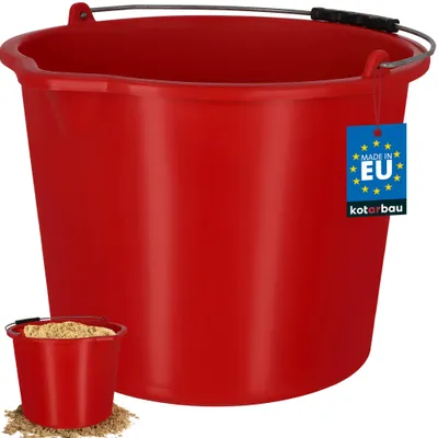 Produktbild von KOTARBAU® Baueimer 16L Mörteleimer Eimer aus Kunststoff Putzeimer mit Ausguss & Henkel Rot Werkzeug Eimer Rund Baukübel