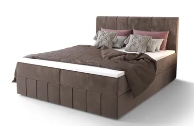 Obrázek produktu pro Boxspringová postel s úložným prostorem MADLEN - 200x200, mléčná čokoláda