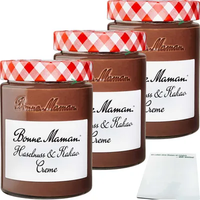 Produktbild von Bonne Maman Haselnuss & Kakao Creme 3er Pack (3x360g Glas) + usy Block