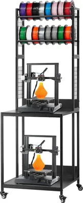 Zdjęcie produktu dla VEVOR 4-poziomowy mobilny stojak do przechowywania filamentu, stojak do przechowywania filamentu do drukarek 3D, uchwyt na szpulę filamentu na kółkach, stojak organizacyjny do studia druku 3D