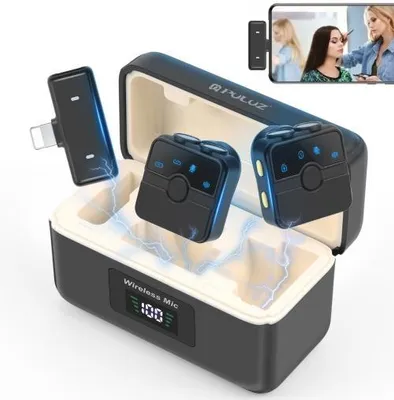 Zdjęcie produktu dla 2x Bezprzewodowy Mikrofon Krawatowy PULUZ WS300 do iPhone LIGHTNING iOS