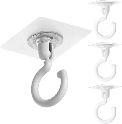 Produktbild von Extra starke Klebe-Deckenhaken – 4 Stück, transparent, selbstklebend, kein Bohren erforderlich, wasserfeste Wandhaken für Badezimmer, Küche, Büro, Schlafzimmer