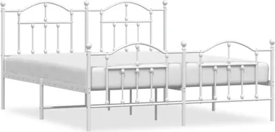 Image de vidaXL Cadre de lit avec tête et pied de lit en métal blanc 183x213 cm