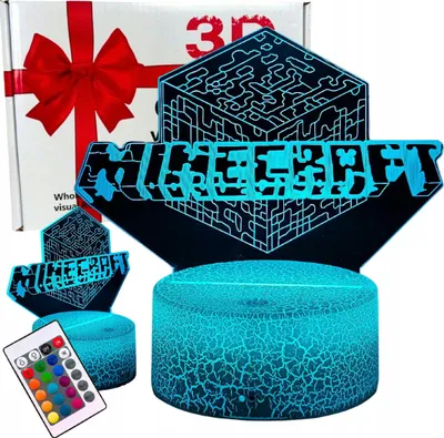 Image de Minecraft Creeper Lampe de nuit de bureau pour enfants avec 16 LED 3D + télécommande