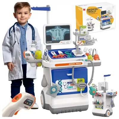 Zdjęcie produktu dla Zestaw lekarski na wózku Mały Lekarz Doktor + 32 Akcesoria, Obraz wygenerowany przez AI
