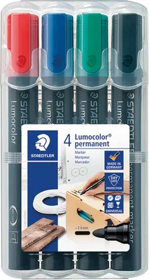 Produktbild von Permanentmarker Lumocolor 2mm 4 Farben sortiert Packung mit 5 Stück