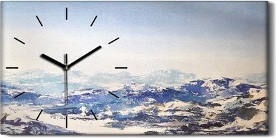 Produktbild von Wandbild Leinwand Bilder mit Uhr Geräuschlos 60x30 Malerei Berg Schnee Weiß - schwarze Hände