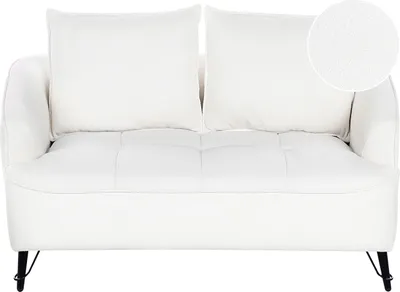 Zdjęcie produktu dla BELIANI Sofa biała tapicerowana boucle 2-osobowa do salonu