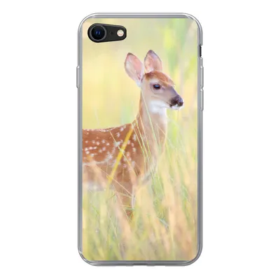 Produktbild von MuchoWow® Handyhülle Schutzhülle Hülle für iPhone 7 Hirsche - Gras - Grün Silikon Softcase Handy Hülle - Kartenhalter