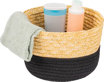 Obrázok produktu pre Bremermann úložný kôš, bavlnené/ slamené prútie Ø 24 cm, čierny