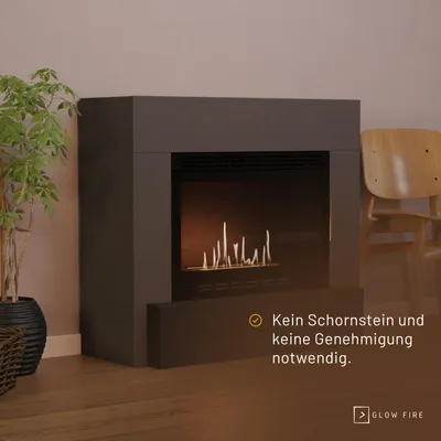 Produktbild von GLOW FIRE Ethanol Kamin 'Odda XL Vision' | Ethanolofen in weiß mit 3 Std. Brenndauer und 3 KW Heizleistung | BxHxT: 70x90x43 cm