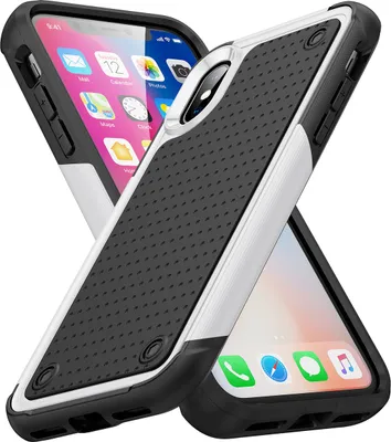 Produktbild von Für iPhone XS /iPhone X Hülle Militärqualität Stoßfest Hybrid 2 in 1 Hart PC Weich TPU Handyhülle Weiß Schwarz