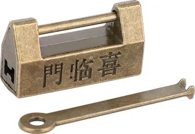 Produktbild von Vintage Chinese Style Mini Kupfer Vorhängeschloss Horizontal Schloss für Schmuck-Box