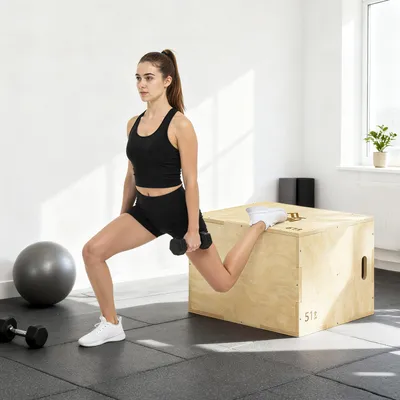 Produktbild von Plyo Box 3-in-1 Sprungbox Buchenholz, Plyometrische Jumpbox, Naturholz | 3 Höhen: 51/61/76 cm | bis 120 kg | 22 kg