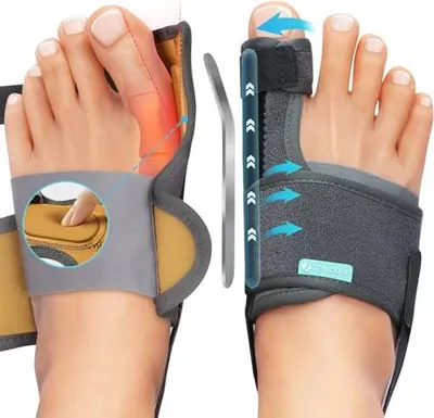 Produktbild von Verbessert Hallux Valgus Korrektur Mit 2 Winkeleisen Hallux Valgus Schiene Verdickt Silikonpad Zehenspreizer Zehenschutz 1 Paar Hallux Valgus Schiene Socken Bandage